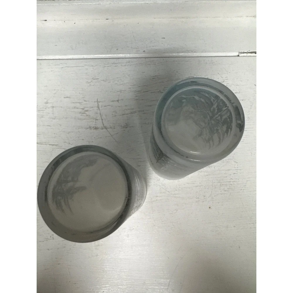 Vintage Mackinac Bridge Frosted Glass Tumbler Set‎ 2 Michigan Souvenir Highball